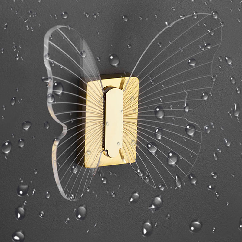 Modern Brass Bathroom Accessory Set Acrylic Butterfly Themed Robe Hooks Clearhalo 'Bathroom Hardware Sets' 'Bathroom Hardware' 'Bathroom Remodel & Bathroom Fixtures' 'bathroom_hardware_sets' 'Home Improvement' 'home_improvement' 'home_improvement_bathroom_hardware_sets' 7160305