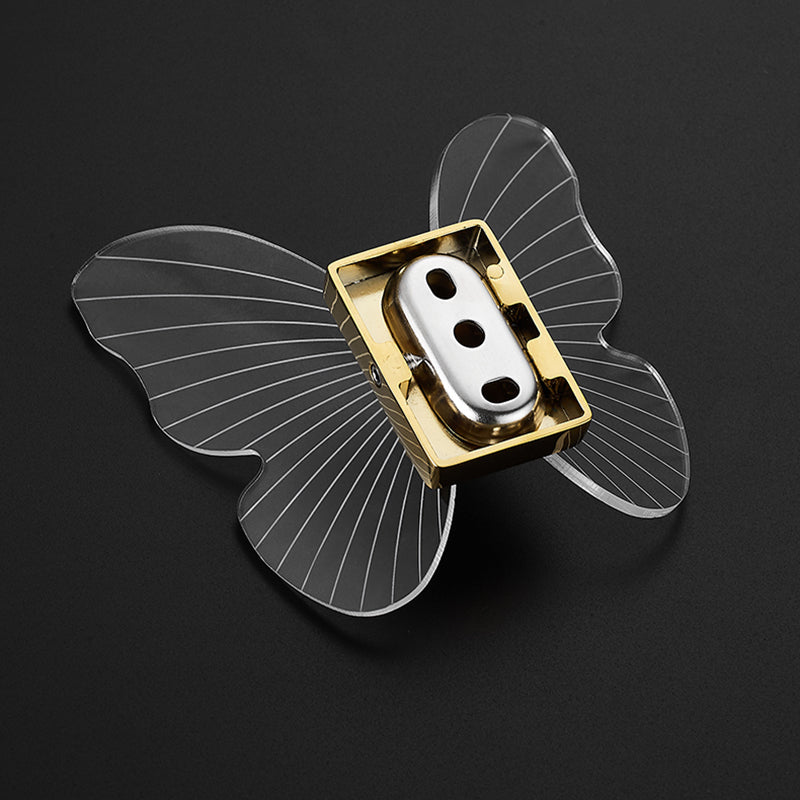 Modern Brass Bathroom Accessory Set Acrylic Butterfly Themed Robe Hooks Clearhalo 'Bathroom Hardware Sets' 'Bathroom Hardware' 'Bathroom Remodel & Bathroom Fixtures' 'bathroom_hardware_sets' 'Home Improvement' 'home_improvement' 'home_improvement_bathroom_hardware_sets' 7160307