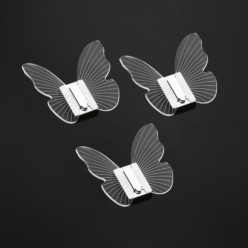 Modern Brass Bathroom Accessory Set Acrylic Butterfly Themed Robe Hooks Silver 3 Piece Set Clearhalo 'Bathroom Hardware Sets' 'Bathroom Hardware' 'Bathroom Remodel & Bathroom Fixtures' 'bathroom_hardware_sets' 'Home Improvement' 'home_improvement' 'home_improvement_bathroom_hardware_sets' 7160311