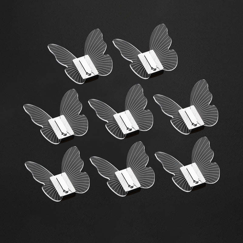 Modern Brass Bathroom Accessory Set Acrylic Butterfly Themed Robe Hooks Silver 8 Piece Set Clearhalo 'Bathroom Hardware Sets' 'Bathroom Hardware' 'Bathroom Remodel & Bathroom Fixtures' 'bathroom_hardware_sets' 'Home Improvement' 'home_improvement' 'home_improvement_bathroom_hardware_sets' 7160314