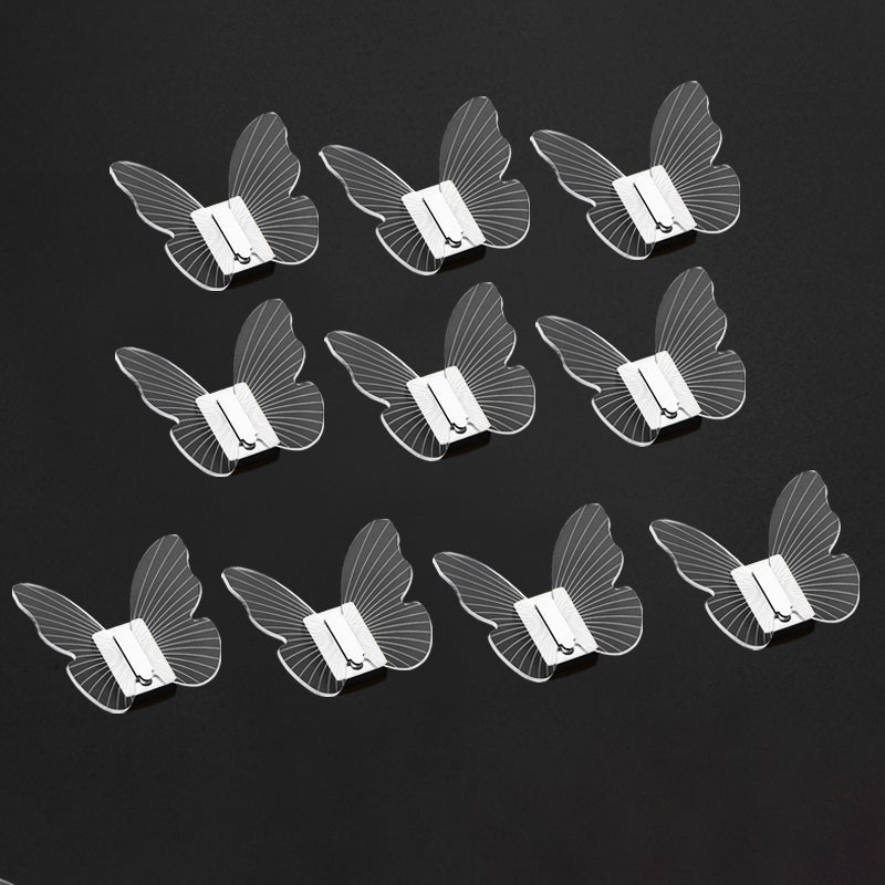 Modern Brass Bathroom Accessory Set Acrylic Butterfly Themed Robe Hooks Silver 10 Piece Set Clearhalo 'Bathroom Hardware Sets' 'Bathroom Hardware' 'Bathroom Remodel & Bathroom Fixtures' 'bathroom_hardware_sets' 'Home Improvement' 'home_improvement' 'home_improvement_bathroom_hardware_sets' 7160315