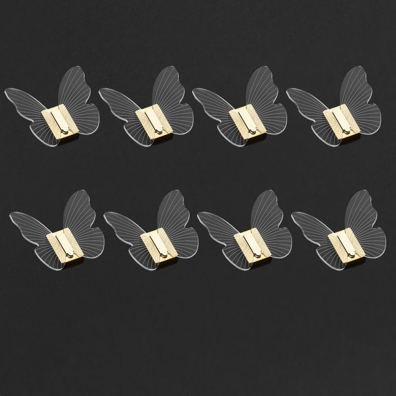 Modern Brass Bathroom Accessory Set Acrylic Butterfly Themed Robe Hooks Gold 8 Piece Set Clearhalo 'Bathroom Hardware Sets' 'Bathroom Hardware' 'Bathroom Remodel & Bathroom Fixtures' 'bathroom_hardware_sets' 'Home Improvement' 'home_improvement' 'home_improvement_bathroom_hardware_sets' 7160318