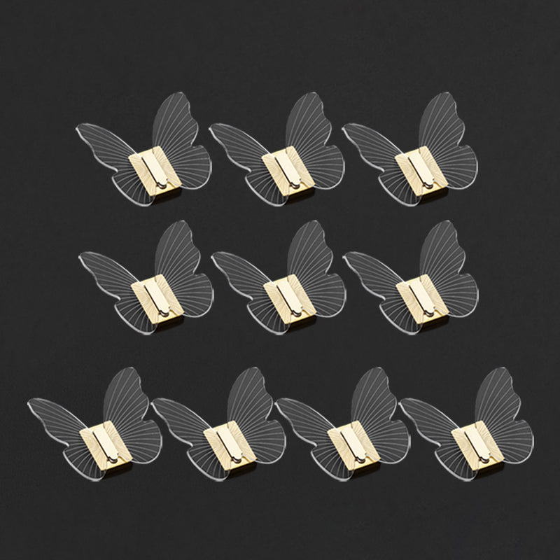 Modern Brass Bathroom Accessory Set Acrylic Butterfly Themed Robe Hooks Gold 10 Piece Set Clearhalo 'Bathroom Hardware Sets' 'Bathroom Hardware' 'Bathroom Remodel & Bathroom Fixtures' 'bathroom_hardware_sets' 'Home Improvement' 'home_improvement' 'home_improvement_bathroom_hardware_sets' 7160319