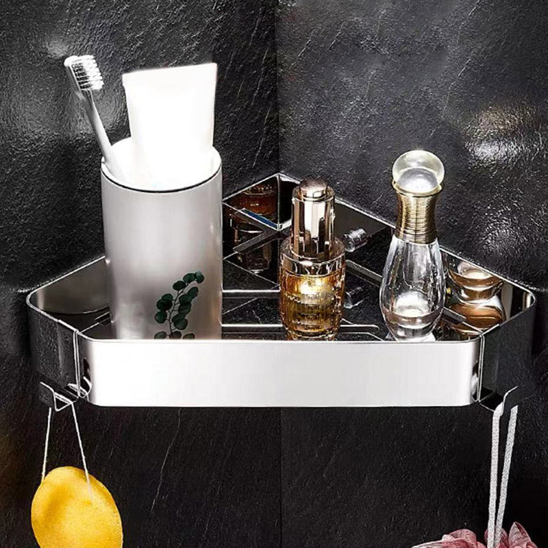 2-Piece Stainless Steel Bathroom Accessory Set 11.8" W Triangle Bath Shelf Chrome 1 Piece Clearhalo 'Bathroom Hardware Sets' 'Bathroom Hardware' 'Bathroom Remodel & Bathroom Fixtures' 'bathroom_hardware_sets' 'Home Improvement' 'home_improvement' 'home_improvement_bathroom_hardware_sets' 7160322