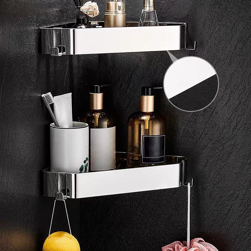 2-Piece Stainless Steel Bathroom Accessory Set 11.8" W Triangle Bath Shelf Clearhalo 'Bathroom Hardware Sets' 'Bathroom Hardware' 'Bathroom Remodel & Bathroom Fixtures' 'bathroom_hardware_sets' 'Home Improvement' 'home_improvement' 'home_improvement_bathroom_hardware_sets' 7160326