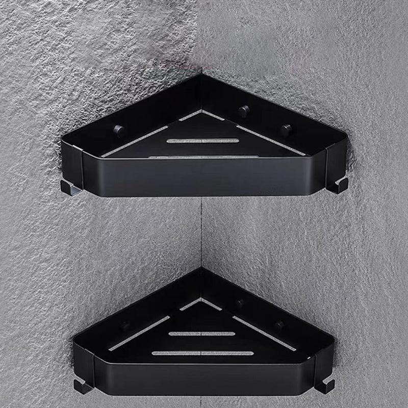 2-Piece Stainless Steel Bathroom Accessory Set 11.8" W Triangle Bath Shelf Black 2 Piece Set Clearhalo 'Bathroom Hardware Sets' 'Bathroom Hardware' 'Bathroom Remodel & Bathroom Fixtures' 'bathroom_hardware_sets' 'Home Improvement' 'home_improvement' 'home_improvement_bathroom_hardware_sets' 7160327