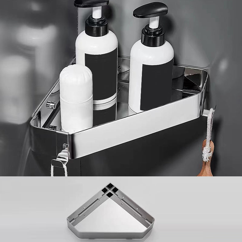 2-Piece Stainless Steel Bathroom Accessory Set 11.8" W Triangle Bath Shelf Clearhalo 'Bathroom Hardware Sets' 'Bathroom Hardware' 'Bathroom Remodel & Bathroom Fixtures' 'bathroom_hardware_sets' 'Home Improvement' 'home_improvement' 'home_improvement_bathroom_hardware_sets' 7160328