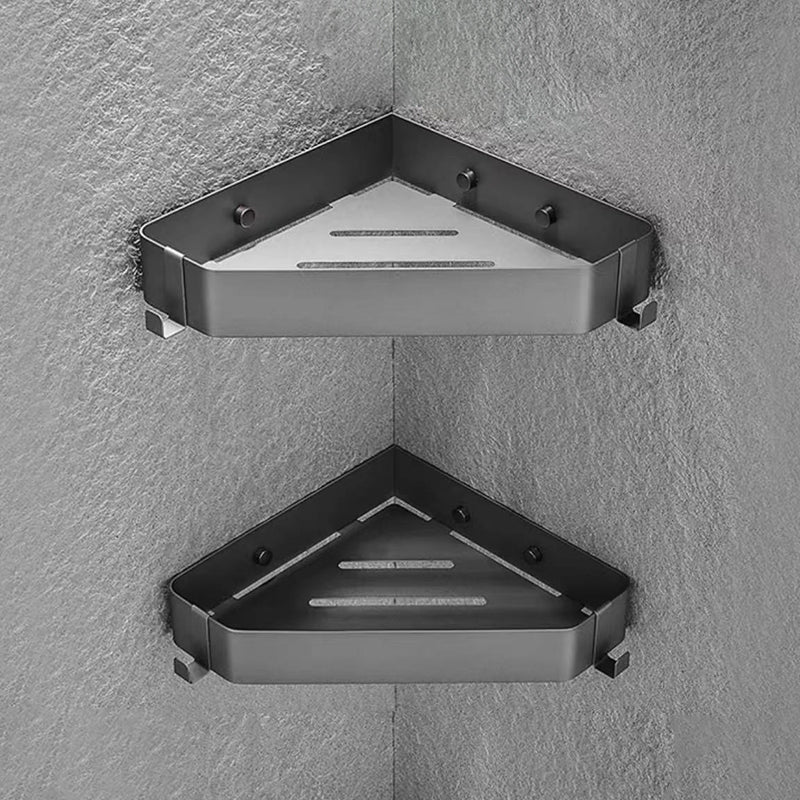 2-Piece Stainless Steel Bathroom Accessory Set 11.8" W Triangle Bath Shelf Grey 2 Piece Set Clearhalo 'Bathroom Hardware Sets' 'Bathroom Hardware' 'Bathroom Remodel & Bathroom Fixtures' 'bathroom_hardware_sets' 'Home Improvement' 'home_improvement' 'home_improvement_bathroom_hardware_sets' 7160331