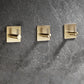 Modern Bathroom Accessory Set Metal Robe Hooks in Polished Chrome/Gold Gold Square 3 Piece Set Clearhalo 'Bathroom Hardware Sets' 'Bathroom Hardware' 'Bathroom Remodel & Bathroom Fixtures' 'bathroom_hardware_sets' 'Home Improvement' 'home_improvement' 'home_improvement_bathroom_hardware_sets' 7160394