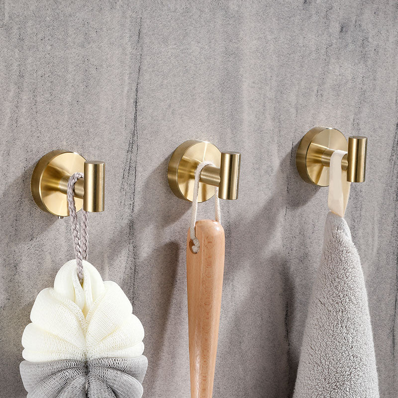 Modern Bathroom Accessory Set Metal Robe Hooks in Polished Chrome/Gold Clearhalo 'Bathroom Hardware Sets' 'Bathroom Hardware' 'Bathroom Remodel & Bathroom Fixtures' 'bathroom_hardware_sets' 'Home Improvement' 'home_improvement' 'home_improvement_bathroom_hardware_sets' 7160395