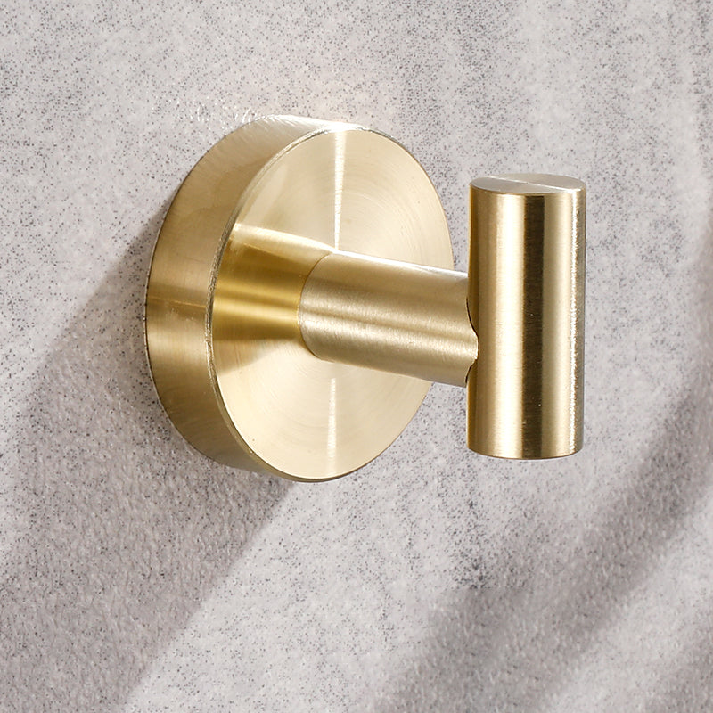 Modern Bathroom Accessory Set Metal Robe Hooks in Polished Chrome/Gold Gold Round 1 Piece Clearhalo 'Bathroom Hardware Sets' 'Bathroom Hardware' 'Bathroom Remodel & Bathroom Fixtures' 'bathroom_hardware_sets' 'Home Improvement' 'home_improvement' 'home_improvement_bathroom_hardware_sets' 7160399