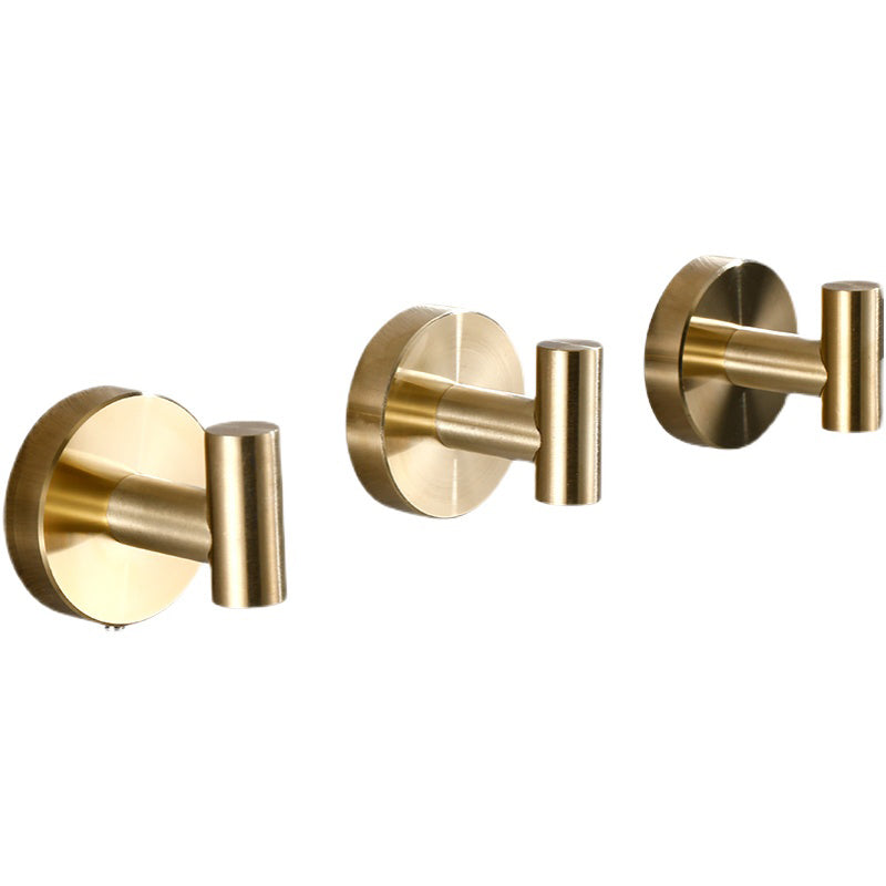 Modern Bathroom Accessory Set Metal Robe Hooks in Polished Chrome/Gold Gold Round 3 Piece Set Clearhalo 'Bathroom Hardware Sets' 'Bathroom Hardware' 'Bathroom Remodel & Bathroom Fixtures' 'bathroom_hardware_sets' 'Home Improvement' 'home_improvement' 'home_improvement_bathroom_hardware_sets' 7160400