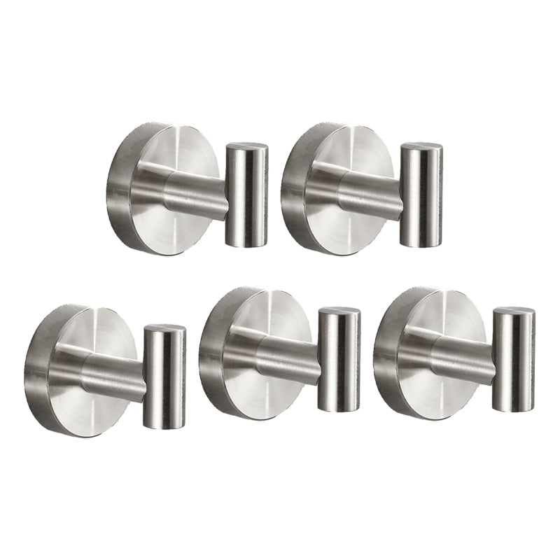 Modern Bathroom Accessory Set Metal Robe Hooks in Polished Chrome/Gold Chrome Round 5 Piece Set Clearhalo 'Bathroom Hardware Sets' 'Bathroom Hardware' 'Bathroom Remodel & Bathroom Fixtures' 'bathroom_hardware_sets' 'Home Improvement' 'home_improvement' 'home_improvement_bathroom_hardware_sets' 7160408