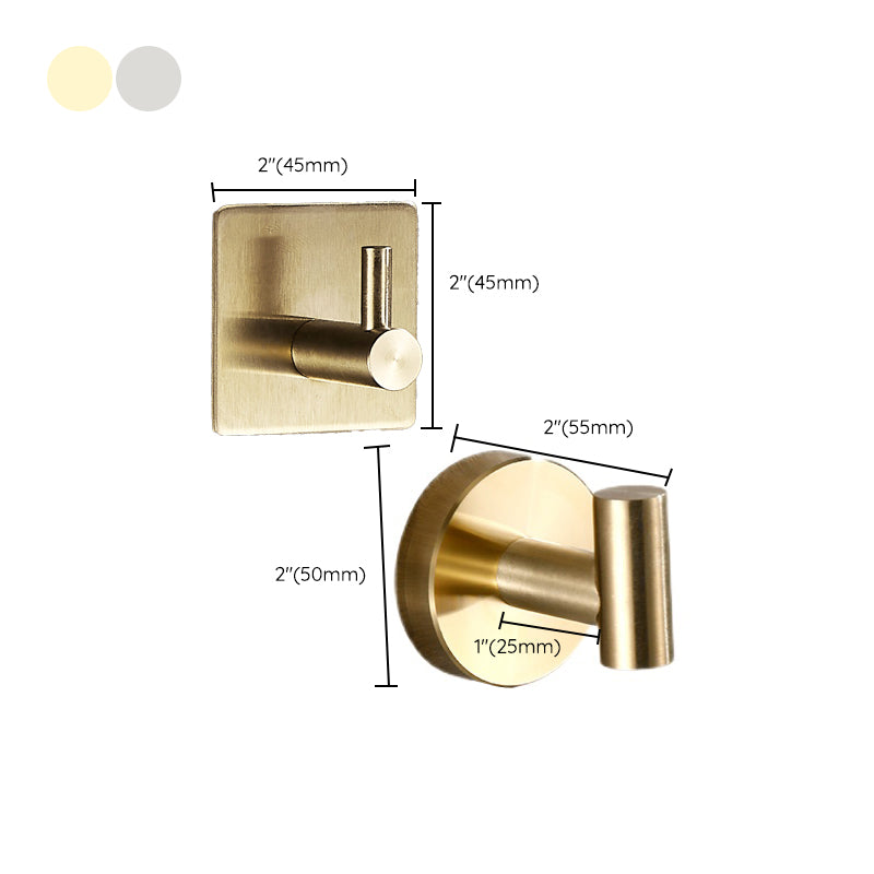 Modern Bathroom Accessory Set Metal Robe Hooks in Polished Chrome/Gold Clearhalo 'Bathroom Hardware Sets' 'Bathroom Hardware' 'Bathroom Remodel & Bathroom Fixtures' 'bathroom_hardware_sets' 'Home Improvement' 'home_improvement' 'home_improvement_bathroom_hardware_sets' 7160411