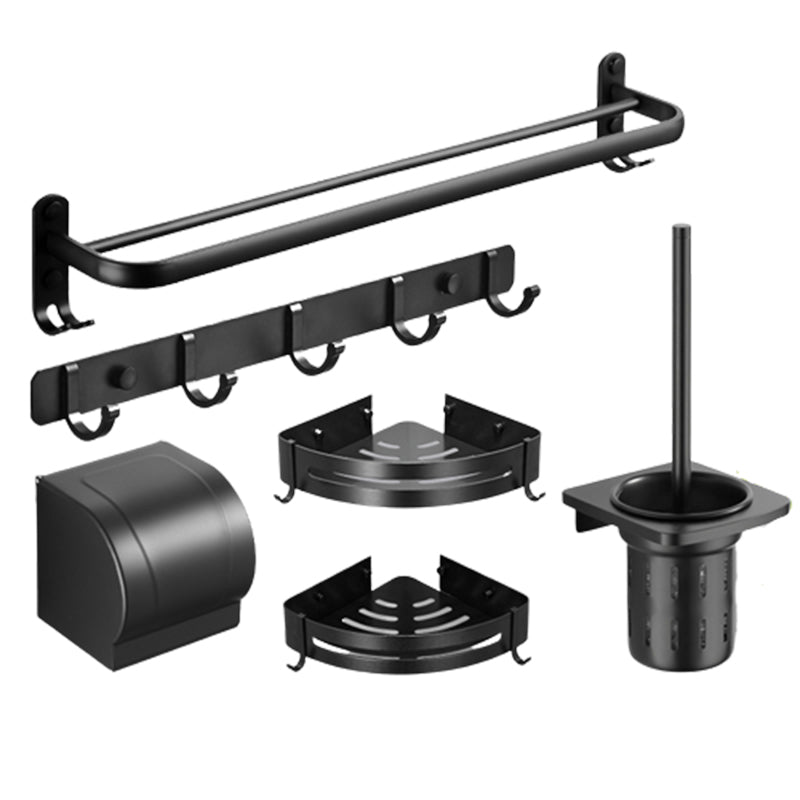 Modern Black Bathroom Accessory Kit Paper Holder Towel Bar Bath Hardware Set Clearhalo 'Bathroom Hardware Sets' 'Bathroom Hardware' 'Bathroom Remodel & Bathroom Fixtures' 'bathroom_hardware_sets' 'Home Improvement' 'home_improvement' 'home_improvement_bathroom_hardware_sets' 7160479