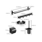Modern Black Bathroom Accessory Kit Paper Holder Towel Bar Bath Hardware Set Clearhalo 'Bathroom Hardware Sets' 'Bathroom Hardware' 'Bathroom Remodel & Bathroom Fixtures' 'bathroom_hardware_sets' 'Home Improvement' 'home_improvement' 'home_improvement_bathroom_hardware_sets' 7160487