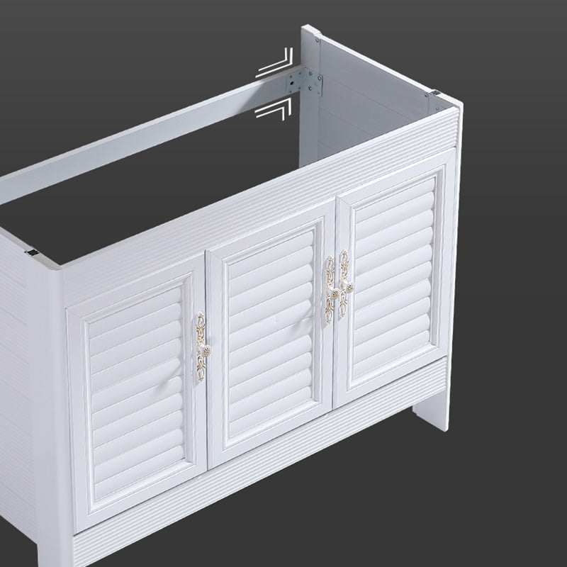 Metal Frame Vanity White Freestanding Rectangular Single Sink Glam Bath Vanity with Doors Clearhalo 'Bathroom Remodel & Bathroom Fixtures' 'Bathroom Vanities' 'bathroom_vanities' 'Home Improvement' 'home_improvement' 'home_improvement_bathroom_vanities' 7160505