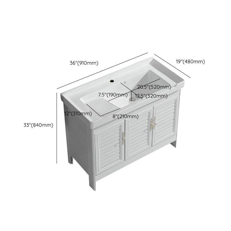 Metal Frame Vanity White Freestanding Rectangular Single Sink Glam Bath Vanity with Doors Clearhalo 'Bathroom Remodel & Bathroom Fixtures' 'Bathroom Vanities' 'bathroom_vanities' 'Home Improvement' 'home_improvement' 'home_improvement_bathroom_vanities' 7160512
