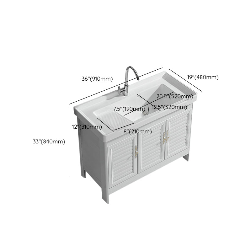 Metal Frame Vanity White Freestanding Rectangular Single Sink Glam Bath Vanity with Doors Clearhalo 'Bathroom Remodel & Bathroom Fixtures' 'Bathroom Vanities' 'bathroom_vanities' 'Home Improvement' 'home_improvement' 'home_improvement_bathroom_vanities' 7160518