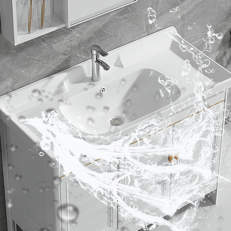 Metal Frame Vanity White 2 Doors Rectangular Single Sink Freestanding Bathroom Vanity Clearhalo 'Bathroom Remodel & Bathroom Fixtures' 'Bathroom Vanities' 'bathroom_vanities' 'Home Improvement' 'home_improvement' 'home_improvement_bathroom_vanities' 7160619