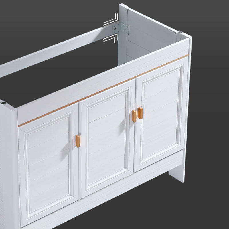 Metal Frame Vanity White 2 Doors Rectangular Single Sink Freestanding Bathroom Vanity Clearhalo 'Bathroom Remodel & Bathroom Fixtures' 'Bathroom Vanities' 'bathroom_vanities' 'Home Improvement' 'home_improvement' 'home_improvement_bathroom_vanities' 7160620