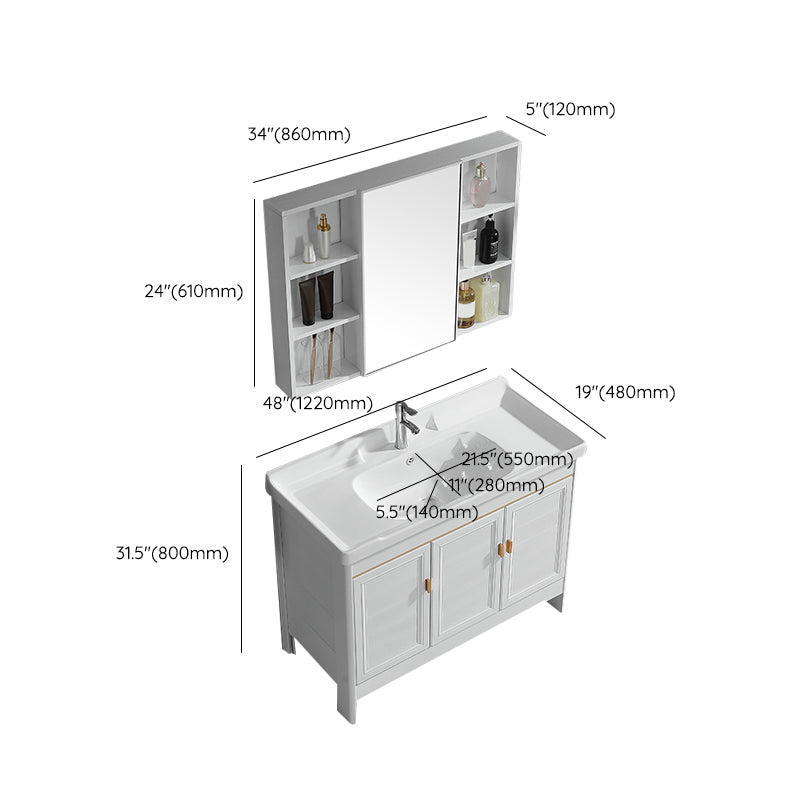 Metal Frame Vanity White 2 Doors Rectangular Single Sink Freestanding Bathroom Vanity Clearhalo 'Bathroom Remodel & Bathroom Fixtures' 'Bathroom Vanities' 'bathroom_vanities' 'Home Improvement' 'home_improvement' 'home_improvement_bathroom_vanities' 7160624