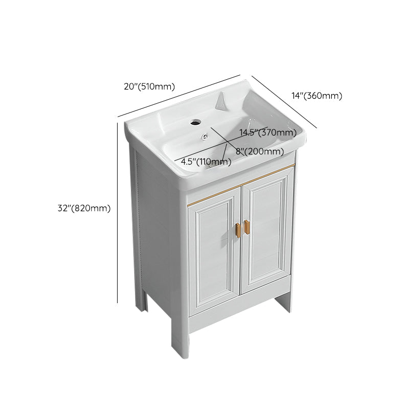 Metal Frame Vanity White 2 Doors Rectangular Single Sink Freestanding Bathroom Vanity Clearhalo 'Bathroom Remodel & Bathroom Fixtures' 'Bathroom Vanities' 'bathroom_vanities' 'Home Improvement' 'home_improvement' 'home_improvement_bathroom_vanities' 7160625