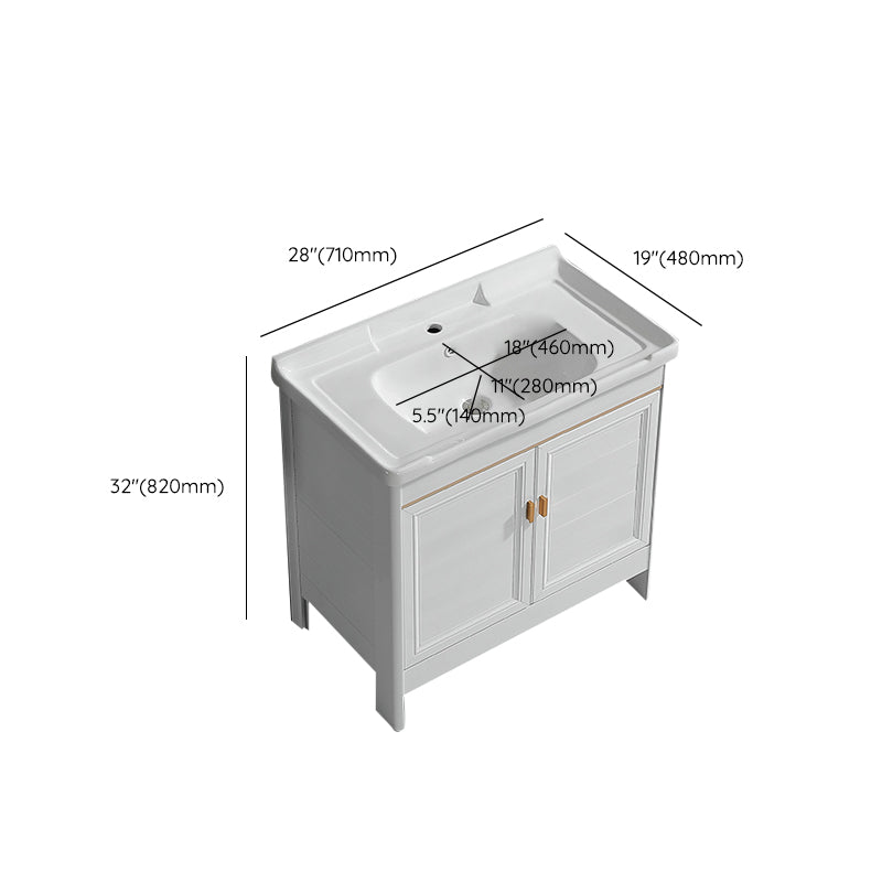 Metal Frame Vanity White 2 Doors Rectangular Single Sink Freestanding Bathroom Vanity Clearhalo 'Bathroom Remodel & Bathroom Fixtures' 'Bathroom Vanities' 'bathroom_vanities' 'Home Improvement' 'home_improvement' 'home_improvement_bathroom_vanities' 7160627