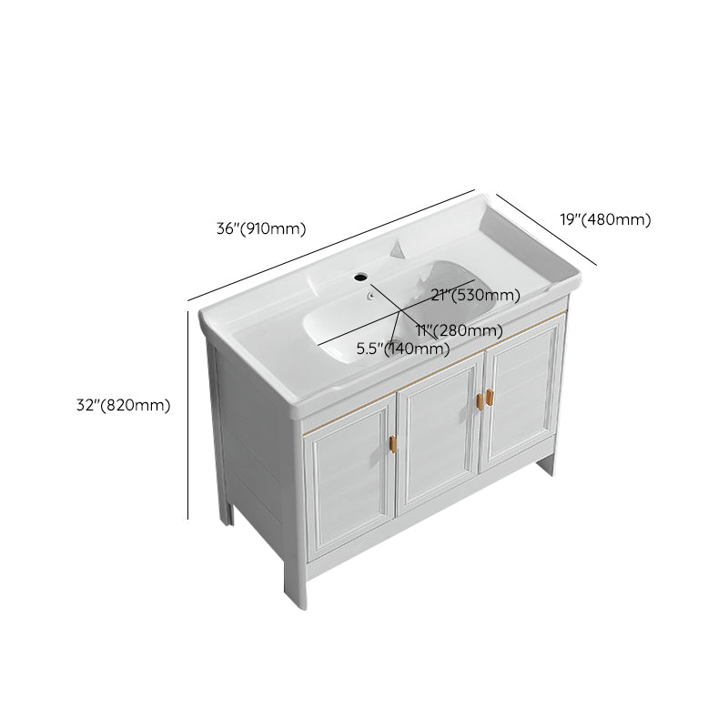 Metal Frame Vanity White 2 Doors Rectangular Single Sink Freestanding Bathroom Vanity Clearhalo 'Bathroom Remodel & Bathroom Fixtures' 'Bathroom Vanities' 'bathroom_vanities' 'Home Improvement' 'home_improvement' 'home_improvement_bathroom_vanities' 7160629
