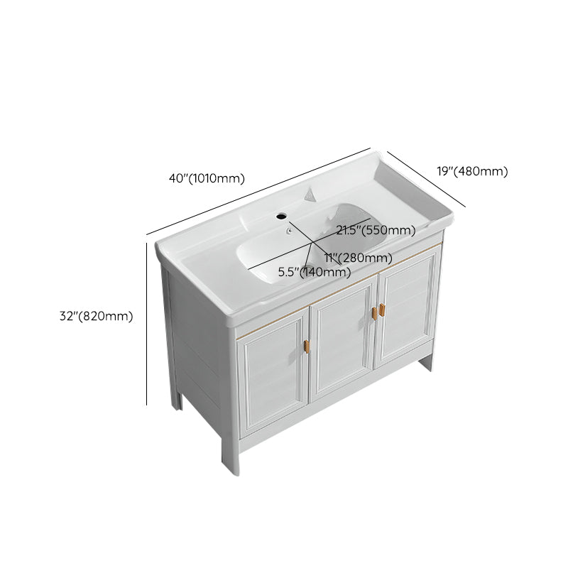Metal Frame Vanity White 2 Doors Rectangular Single Sink Freestanding Bathroom Vanity Clearhalo 'Bathroom Remodel & Bathroom Fixtures' 'Bathroom Vanities' 'bathroom_vanities' 'Home Improvement' 'home_improvement' 'home_improvement_bathroom_vanities' 7160630