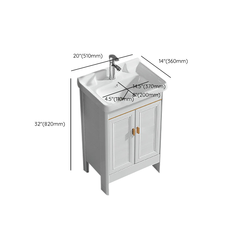 Metal Frame Vanity White 2 Doors Rectangular Single Sink Freestanding Bathroom Vanity Clearhalo 'Bathroom Remodel & Bathroom Fixtures' 'Bathroom Vanities' 'bathroom_vanities' 'Home Improvement' 'home_improvement' 'home_improvement_bathroom_vanities' 7160631