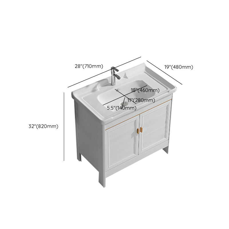 Metal Frame Vanity White 2 Doors Rectangular Single Sink Freestanding Bathroom Vanity Clearhalo 'Bathroom Remodel & Bathroom Fixtures' 'Bathroom Vanities' 'bathroom_vanities' 'Home Improvement' 'home_improvement' 'home_improvement_bathroom_vanities' 7160633