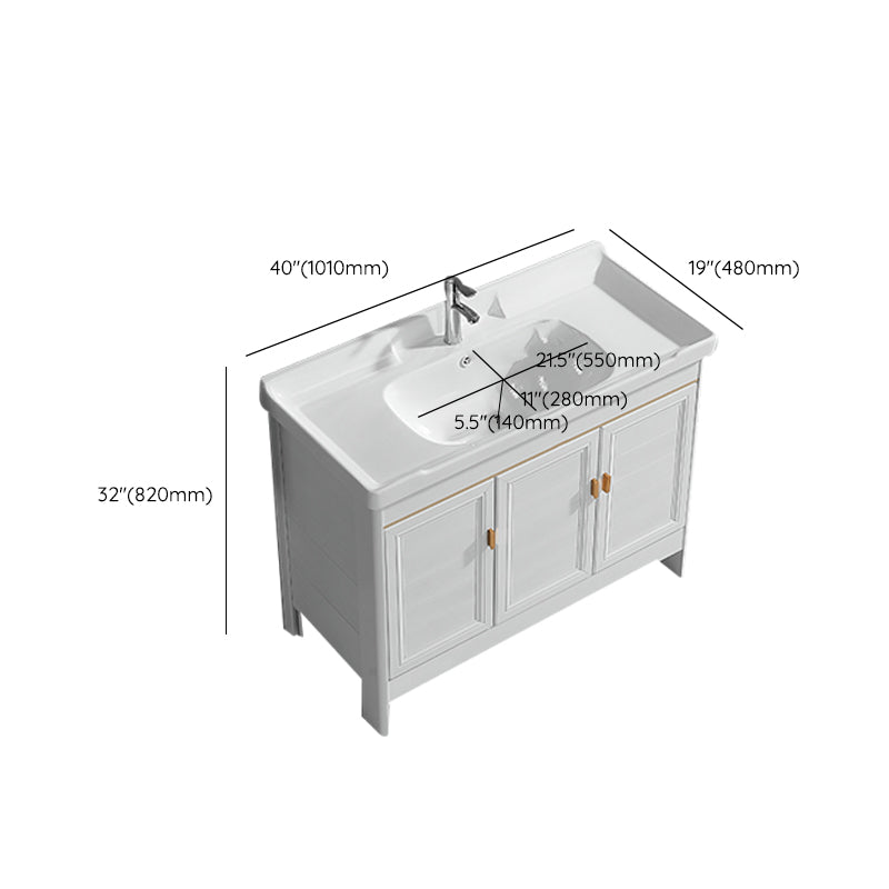 Metal Frame Vanity White 2 Doors Rectangular Single Sink Freestanding Bathroom Vanity Clearhalo 'Bathroom Remodel & Bathroom Fixtures' 'Bathroom Vanities' 'bathroom_vanities' 'Home Improvement' 'home_improvement' 'home_improvement_bathroom_vanities' 7160636