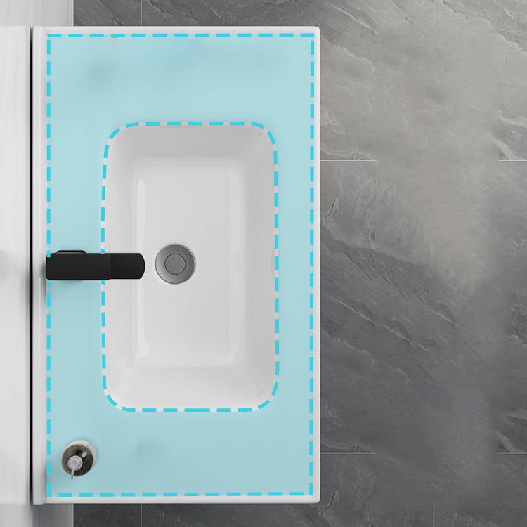 Grey Bath Vanity Wall Mount Rectangular Single Sink Mirror Metal Frame Vanity with Doors Clearhalo 'Bathroom Remodel & Bathroom Fixtures' 'Bathroom Vanities' 'bathroom_vanities' 'Home Improvement' 'home_improvement' 'home_improvement_bathroom_vanities' 7160734