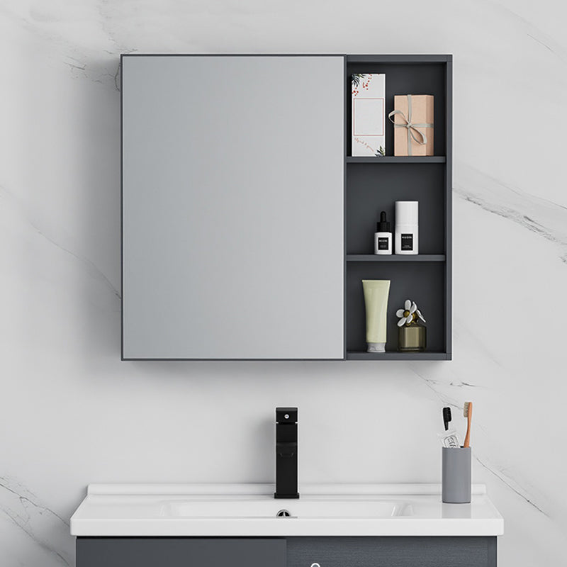Grey Bath Vanity Wall Mount Rectangular Single Sink Mirror Metal Frame Vanity with Doors Clearhalo 'Bathroom Remodel & Bathroom Fixtures' 'Bathroom Vanities' 'bathroom_vanities' 'Home Improvement' 'home_improvement' 'home_improvement_bathroom_vanities' 7160743