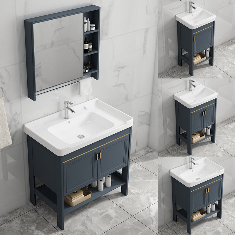 Free Standing Vanity Set Ceramic Sink Drawer Faucet Vanity with Mirror Clearhalo 'Bathroom Remodel & Bathroom Fixtures' 'Bathroom Vanities' 'bathroom_vanities' 'Home Improvement' 'home_improvement' 'home_improvement_bathroom_vanities' 7160822