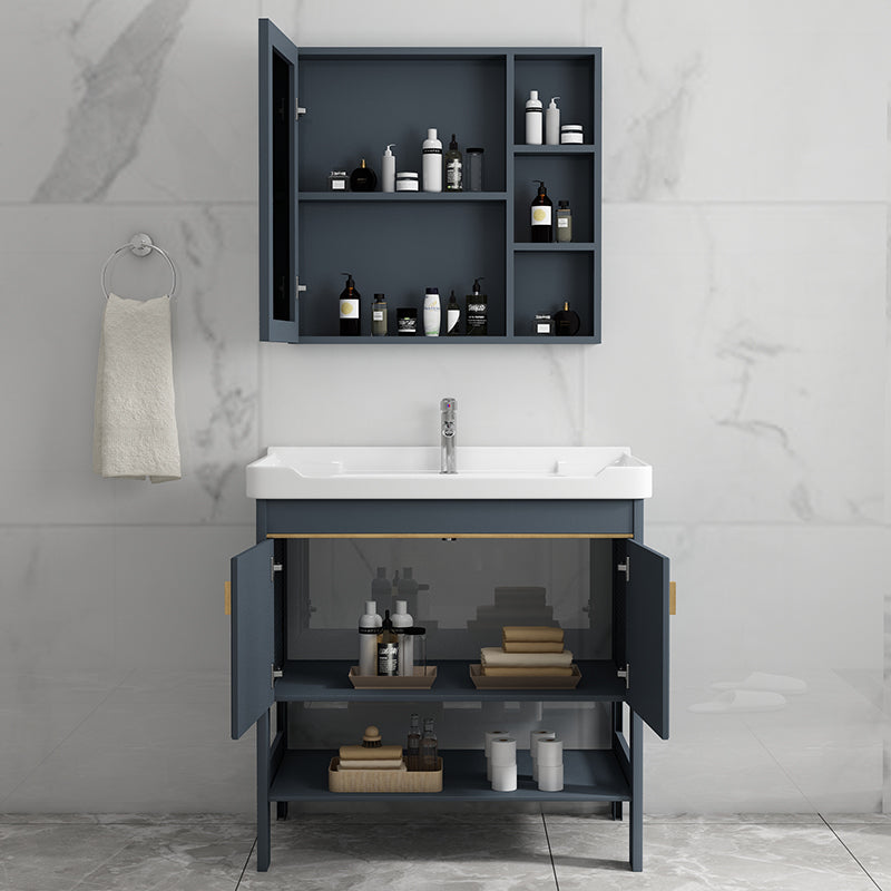 Free Standing Vanity Set Ceramic Sink Drawer Faucet Vanity with Mirror Clearhalo 'Bathroom Remodel & Bathroom Fixtures' 'Bathroom Vanities' 'bathroom_vanities' 'Home Improvement' 'home_improvement' 'home_improvement_bathroom_vanities' 7160823