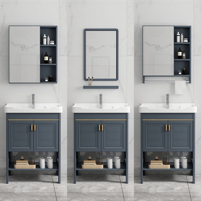 Free Standing Vanity Set Ceramic Sink Drawer Faucet Vanity with Mirror Clearhalo 'Bathroom Remodel & Bathroom Fixtures' 'Bathroom Vanities' 'bathroom_vanities' 'Home Improvement' 'home_improvement' 'home_improvement_bathroom_vanities' 7160825