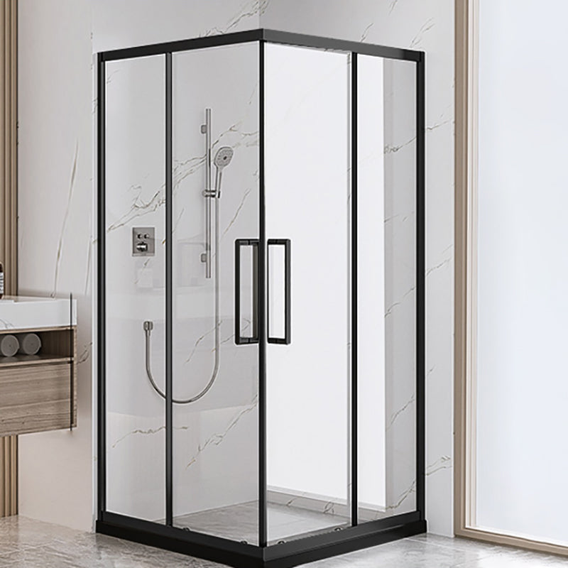 Square Shower Enclosure Tempered Glass Shower Enclosure with Door Handles Black Clearhalo 'Bathroom Remodel & Bathroom Fixtures' 'Home Improvement' 'home_improvement' 'home_improvement_shower_stalls_enclosures' 'Shower Stalls & Enclosures' 'shower_stalls_enclosures' 'Showers & Bathtubs' 7161006