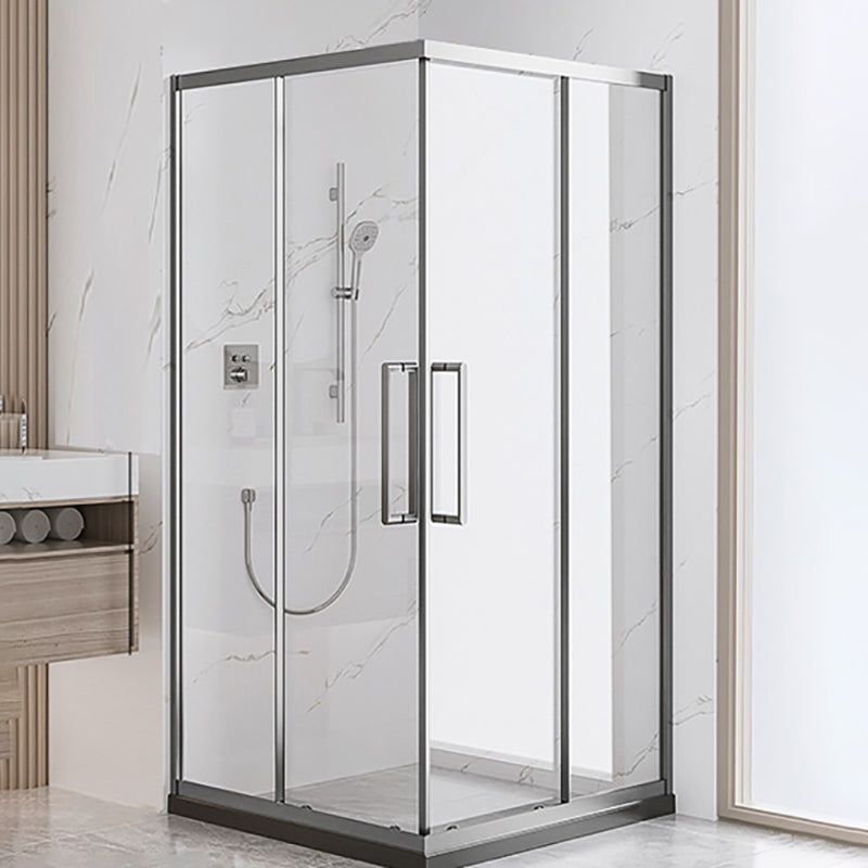 Square Shower Enclosure Tempered Glass Shower Enclosure with Door Handles Gray Clearhalo 'Bathroom Remodel & Bathroom Fixtures' 'Home Improvement' 'home_improvement' 'home_improvement_shower_stalls_enclosures' 'Shower Stalls & Enclosures' 'shower_stalls_enclosures' 'Showers & Bathtubs' 7161008