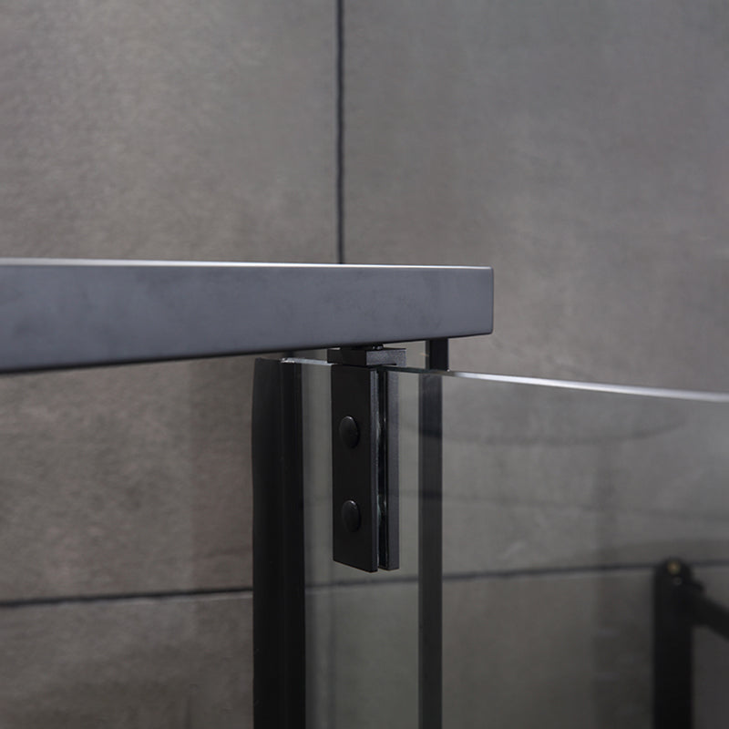 Black Stainless Steel Shower Stall Clear Pivot Shower Enclosure with Fixed Panel Clearhalo 'Bathroom Remodel & Bathroom Fixtures' 'Home Improvement' 'home_improvement' 'home_improvement_shower_stalls_enclosures' 'Shower Stalls & Enclosures' 'shower_stalls_enclosures' 'Showers & Bathtubs' 7161066