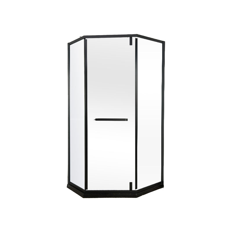 Black Stainless Steel Shower Stall Clear Pivot Shower Enclosure with Fixed Panel Clearhalo 'Bathroom Remodel & Bathroom Fixtures' 'Home Improvement' 'home_improvement' 'home_improvement_shower_stalls_enclosures' 'Shower Stalls & Enclosures' 'shower_stalls_enclosures' 'Showers & Bathtubs' 7161067