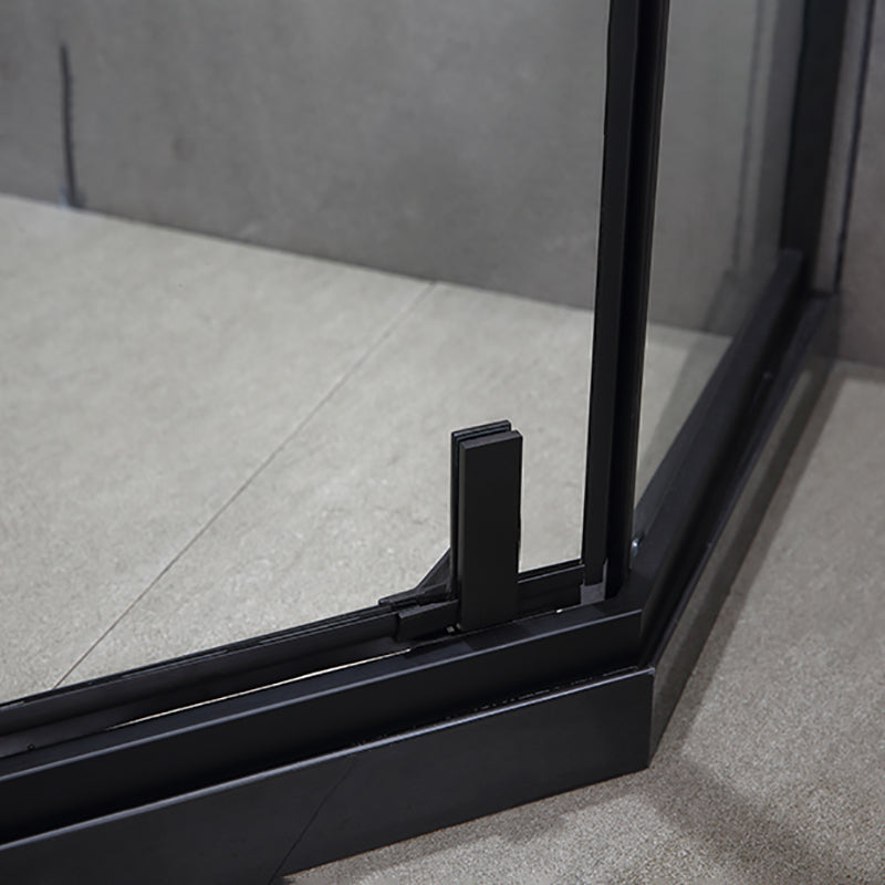 Black Stainless Steel Shower Stall Clear Pivot Shower Enclosure with Fixed Panel Clearhalo 'Bathroom Remodel & Bathroom Fixtures' 'Home Improvement' 'home_improvement' 'home_improvement_shower_stalls_enclosures' 'Shower Stalls & Enclosures' 'shower_stalls_enclosures' 'Showers & Bathtubs' 7161068