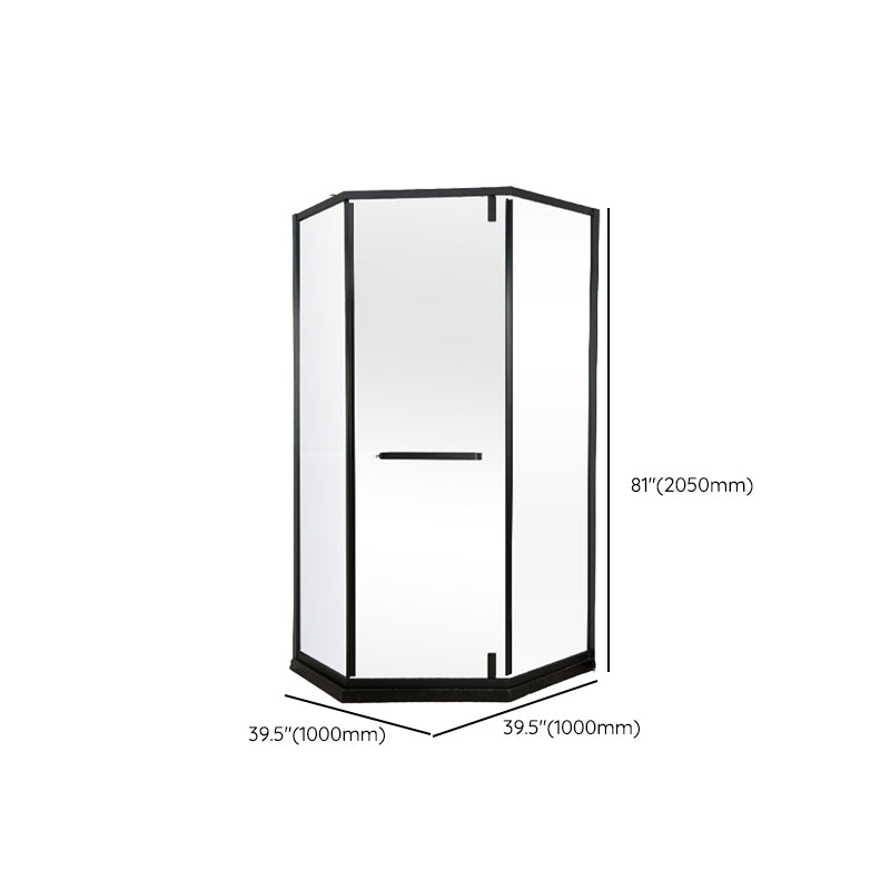 Black Stainless Steel Shower Stall Clear Pivot Shower Enclosure with Fixed Panel Clearhalo 'Bathroom Remodel & Bathroom Fixtures' 'Home Improvement' 'home_improvement' 'home_improvement_shower_stalls_enclosures' 'Shower Stalls & Enclosures' 'shower_stalls_enclosures' 'Showers & Bathtubs' 7161074