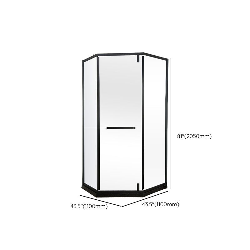 Black Stainless Steel Shower Stall Clear Pivot Shower Enclosure with Fixed Panel Clearhalo 'Bathroom Remodel & Bathroom Fixtures' 'Home Improvement' 'home_improvement' 'home_improvement_shower_stalls_enclosures' 'Shower Stalls & Enclosures' 'shower_stalls_enclosures' 'Showers & Bathtubs' 7161076