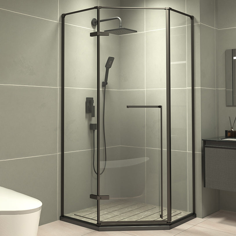 Left Hinged Framed Tempered Shower Enclosure with Fixed Panel 35.4"L x 35.4"W x 76.8"H Gray Clearhalo 'Bathroom Remodel & Bathroom Fixtures' 'Home Improvement' 'home_improvement' 'home_improvement_shower_stalls_enclosures' 'Shower Stalls & Enclosures' 'shower_stalls_enclosures' 'Showers & Bathtubs' 7161116