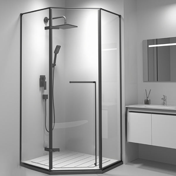 Left Hinged Framed Tempered Shower Enclosure with Fixed Panel Clearhalo 'Bathroom Remodel & Bathroom Fixtures' 'Home Improvement' 'home_improvement' 'home_improvement_shower_stalls_enclosures' 'Shower Stalls & Enclosures' 'shower_stalls_enclosures' 'Showers & Bathtubs' 7161119