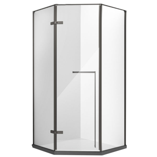 Left Hinged Framed Tempered Shower Enclosure with Fixed Panel Black Clearhalo 'Bathroom Remodel & Bathroom Fixtures' 'Home Improvement' 'home_improvement' 'home_improvement_shower_stalls_enclosures' 'Shower Stalls & Enclosures' 'shower_stalls_enclosures' 'Showers & Bathtubs' 7161120