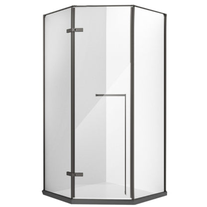 Left Hinged Framed Tempered Shower Enclosure with Fixed Panel Black Clearhalo 'Bathroom Remodel & Bathroom Fixtures' 'Home Improvement' 'home_improvement' 'home_improvement_shower_stalls_enclosures' 'Shower Stalls & Enclosures' 'shower_stalls_enclosures' 'Showers & Bathtubs' 7161120