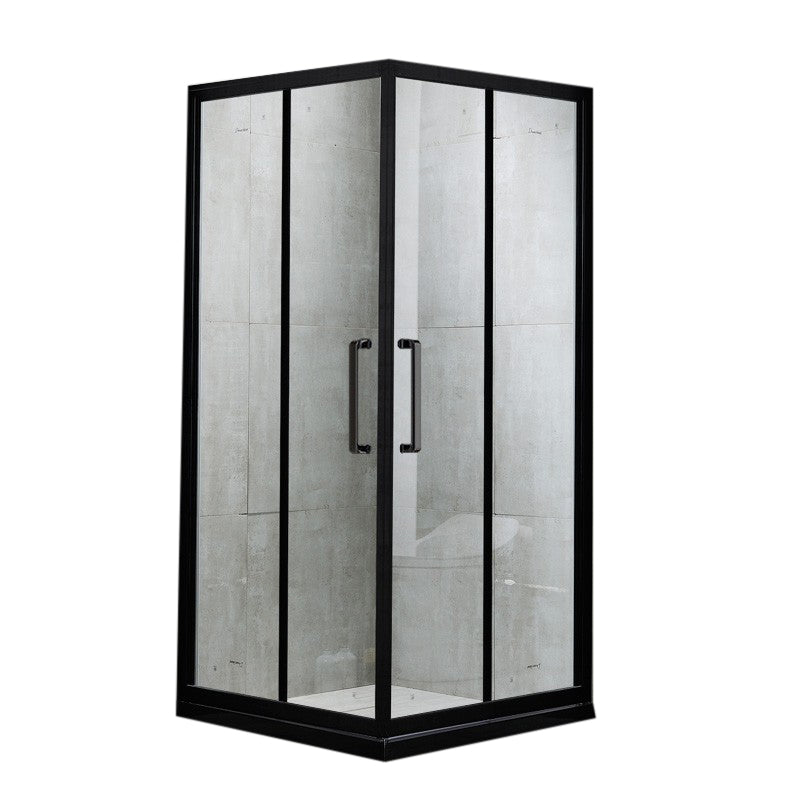 Tempered Glass Framed Shower Enclosure Clear Black Shower Stall Clearhalo 'Bathroom Remodel & Bathroom Fixtures' 'Home Improvement' 'home_improvement' 'home_improvement_shower_stalls_enclosures' 'Shower Stalls & Enclosures' 'shower_stalls_enclosures' 'Showers & Bathtubs' 7161132